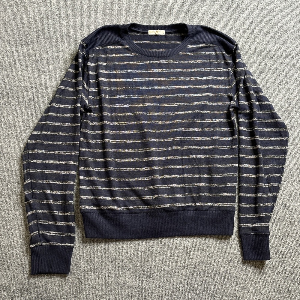 rag & bone Sweater Women's Medium Navy Gray‎ Striped Crewneck Long Sleeve Knit